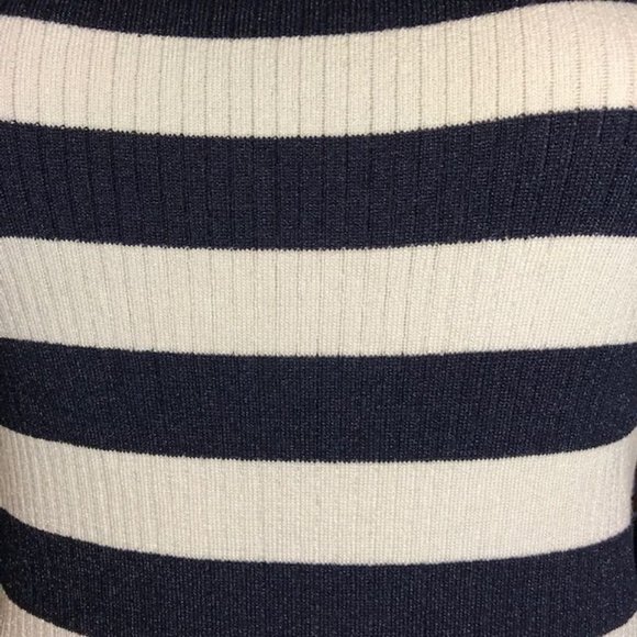 LOFT Scallop Gold Tip Sleeve Stripe Rib Knit Top - Picture 12 of 14